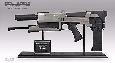 Papercraft imprimible y recortable del endorifle de Terminator 2. Manualidades a Raudales.